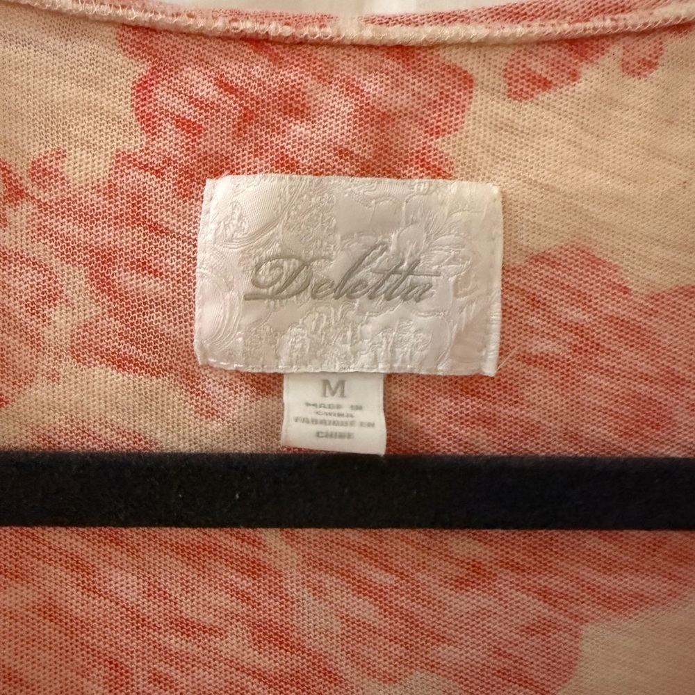 Anthropologie Deletta Red and Cream Floral Tank Top - Picture 2 of 7